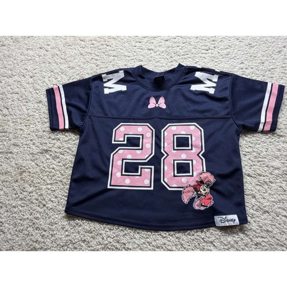 Disney Minnie Mouse Embroidered Cropped Jersey Women's S EUC